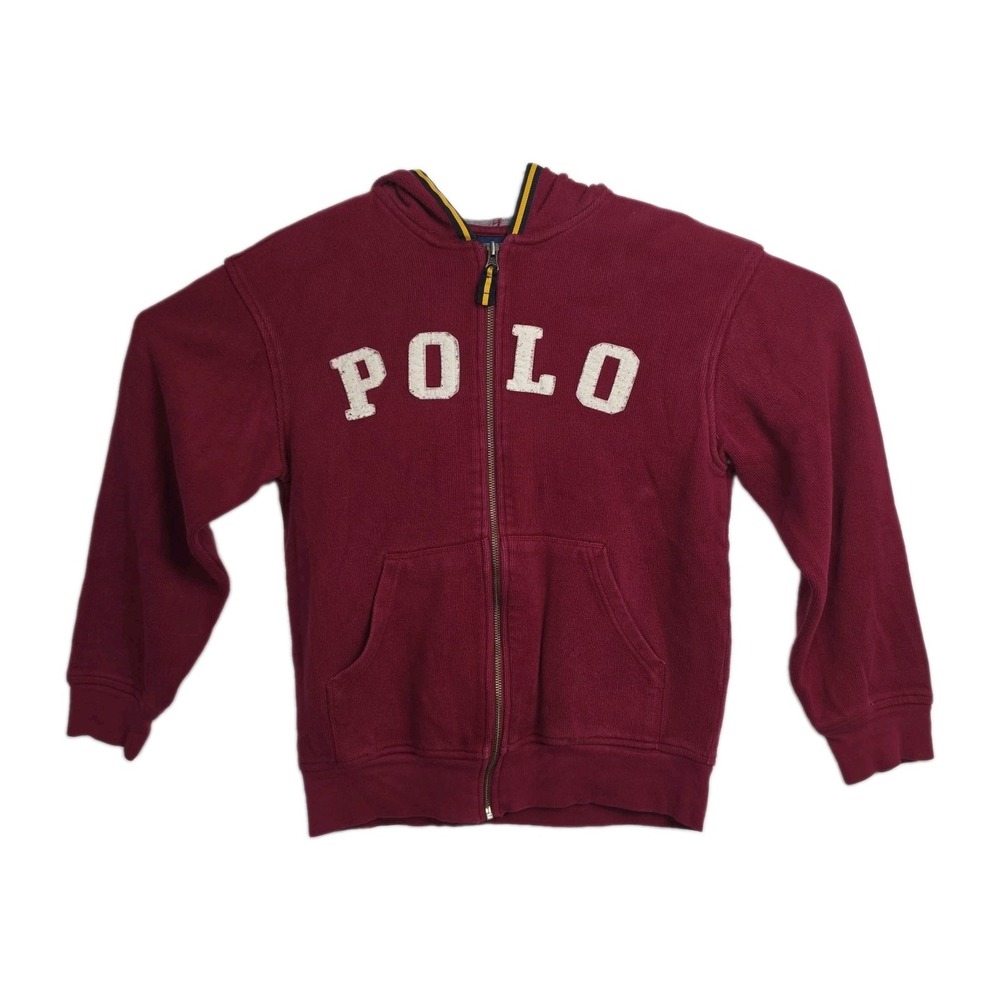 VTG Polo Ralph Lauren Full-Zip Hooded Sweatshirt Women's L Red Applique Logo
